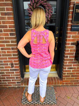 Lulu B Pink and Orange Chevron Sexy Back Top