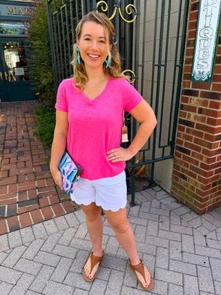 Beachtime by Lulu B White Stretch Seersucker Short