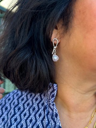 Silver Pearl Knot Earrings
