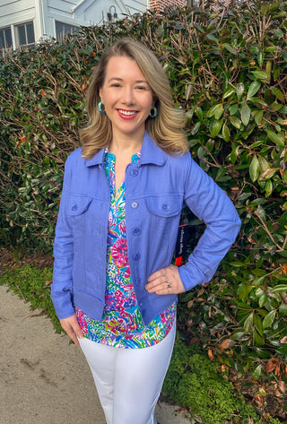 Tango Mango Stretch Linen Jacket Periwinkle