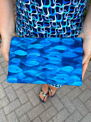 Watercolor Blue Fish Crossbody Bag