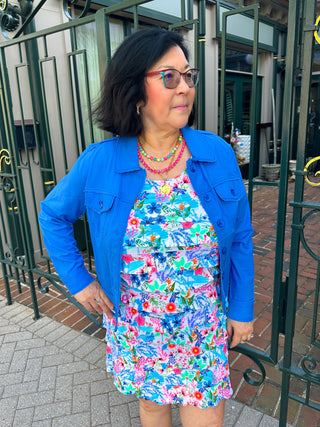 Tango Mango Stretch Linen Jacket True Blue