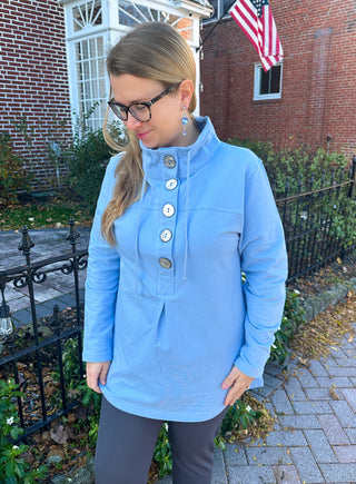 Lulu B Clear Periwinkle Button Pullover