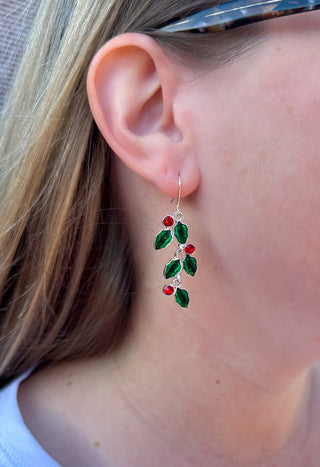 Festive Holly Dangle Earrings