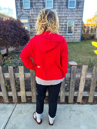 Lulu B Red Hooded Chenille Zip Jacket