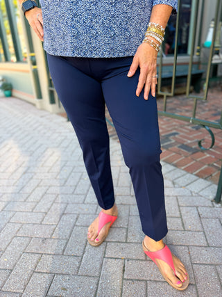 Bangladine by Lulu B Navy Pull-On Ankle Pant