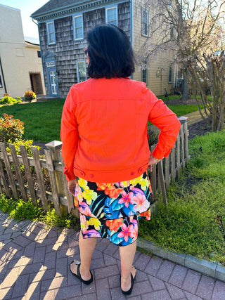 Tango Mango Stretch Linen Jacket Coral Crush