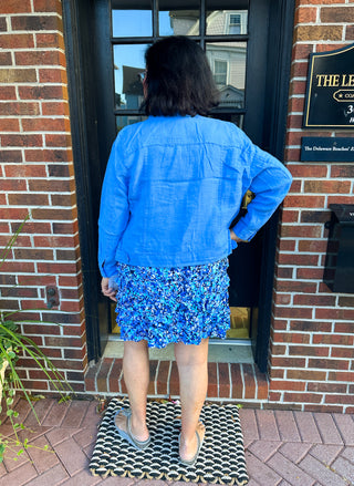 Lulu B Bright Periwinkle Linen Jacket