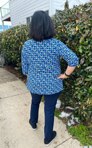 Lulu B Blue Maze Button Tunic