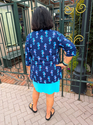 Lulu B Navy Seahorse Button Tunic