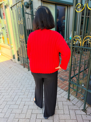 Olivia by Habitat Red Rib Pocket Pullover