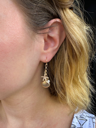 Gold Dangle Shells Earrings