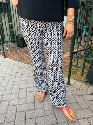 Lulu B Black and Stone Web Palazzo Pant