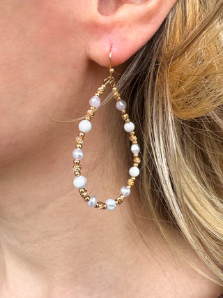 Gold and Pearl Teardrop Earrings
