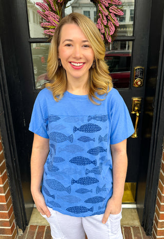 Cotton Lani Short Sleeve Relaxed Cotton T-shirt Cool Fish