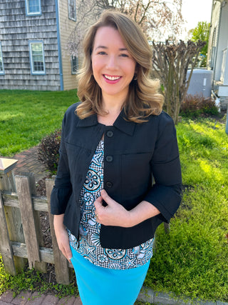 Tango Mango Black Ruffle Linen Jacket