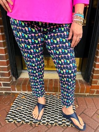 Lulu B Multicolor Cocktails Secret Pocket Capri Legging