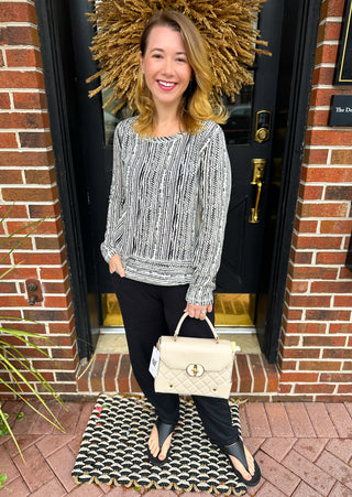 Escape by Habitat Ivory Woodblock Step Hem Boxy Tee