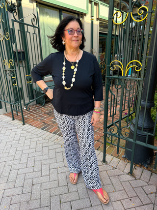 Lulu B Black and Stone Web Palazzo Pant