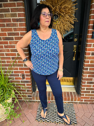 Lulu B Blue Maze Print Basic Tank