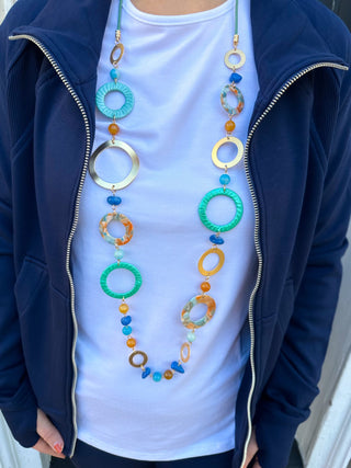 Teal Multicolor Circles Necklace