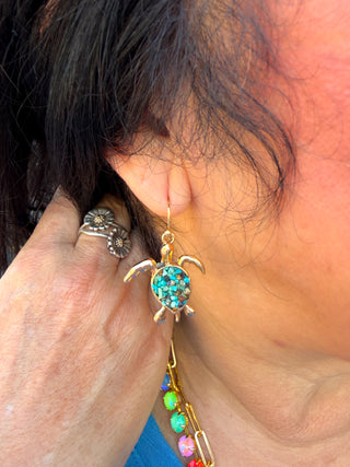 Turtle Chipped Stone Earrings Turquoise
