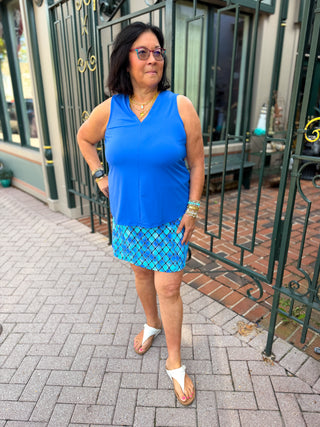 Lulu B Blue UPF 50+ A-Line V-Neck Tank