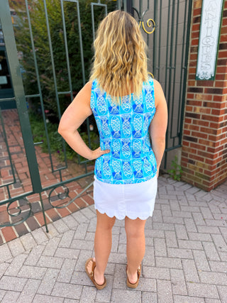 Lulu B Coastal Fish UPF 50+ Scoop Neck Tank