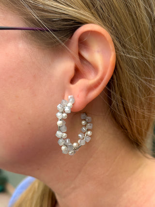 White Rock Candy Hoop Earrings