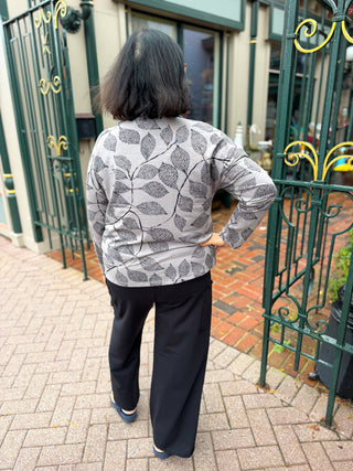Escape by Habitat Fog Leaf Print Quarter Zip Pullover