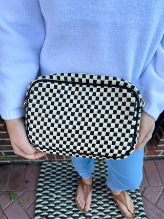 Willow Woven Black Checkered Bag