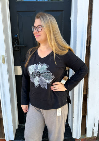 Escape by Habitat Black Floral Easy Tee