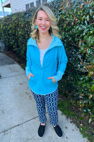 Lulu B Clear Turquoise Short Reversible Jacket