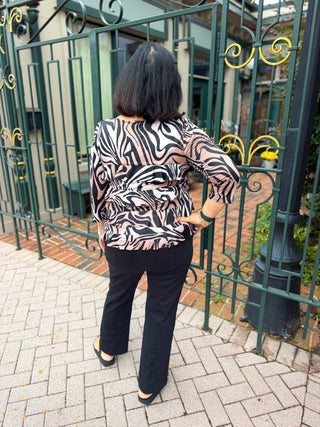 Tango Mango Tiger 3/4 Sleeve Cha Cha Top