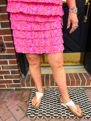 Lulu B Pink and Orange Chevron Cha Cha Skort