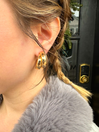 Chunky Gold Double Hoop Earring