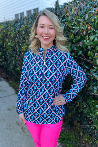 Lulu B Seahorse Lattice Quarter Zip Pullover