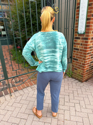 Escape by Habitat Teal Tie Dye Modal Sunset Pullover