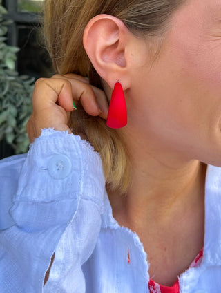 Red Matte Hoop Earrings