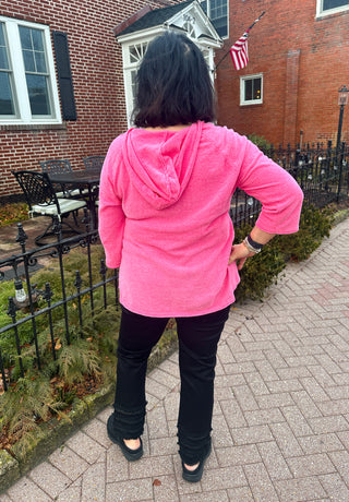 Lulu B Wine Time Pink Chenille Sweater with Hood