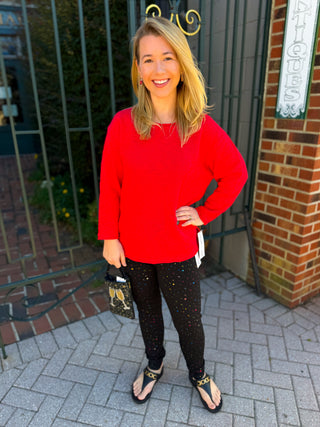 Lulu B Crimson Lightweight Sweater with Pocket