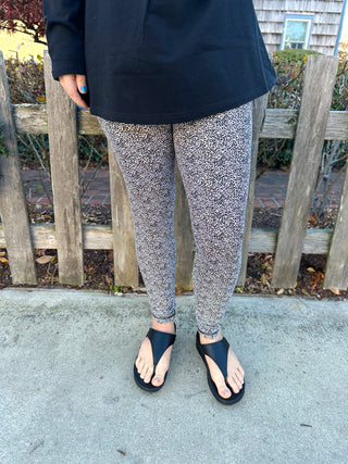 Lulu B Black and Tan Leopard Full Length Leggings