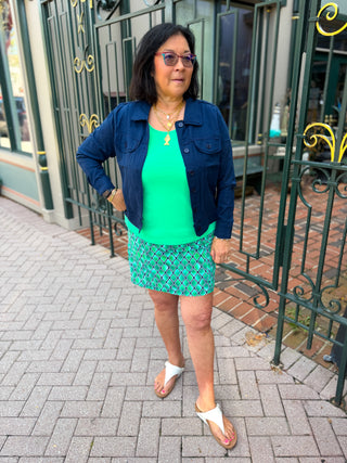 Tango Mango Stretch Linen Jacket Navy