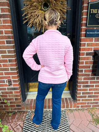 Beachtime by Lulu B Seaglass Pink Quarter Zip Sweater