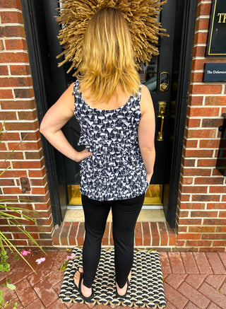 Lulu B Black and White Cocktails Sleeveless Cha Cha Tank