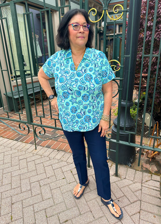 Bangladine by Lulu B Navy Pull-On Ankle Pant