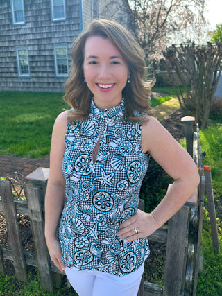 Lulu B Black Gingham Shells Sleeveless Zip Top