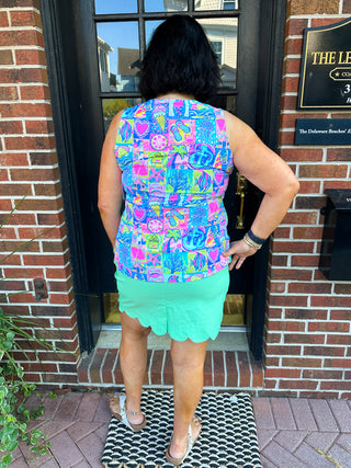 Beachtime by Lulu B Modern Mosaic Sleeveless V-neck Tank