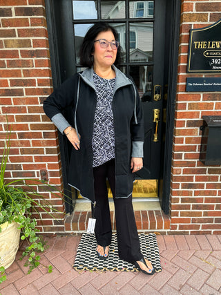 Beachtime by Lulu B Black Splatter Asymmetrical Scoop Neck Top