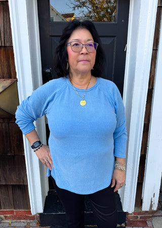 Lulu B Clear Periwinkle Chenille Sweater